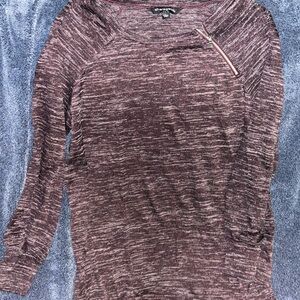 Sharagano Burgundy Sweatshirt with Zipper Accent